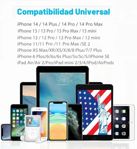 Vista 6 de Wahbite Cable de audio Lightning a 0.1 in compatible con iPhone 14/13/12/11/XR/XS/X/8/7/6 Plus/SE 2, iPad Plata #