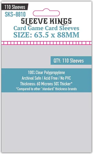 Vista 41 de Sleeve Kings Fundas para tarjetas estándar, 110 unidades, transparentes de 60 micrones de grosor, tamaño mini (1.575 x 3.504 in), compatibles
