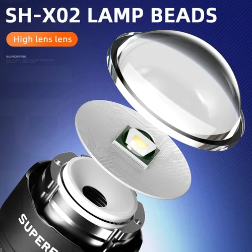 Vista 3 de SuperFire Linternas tácticas compactas, linterna pequeña con zoom con chips potentes, mini linterna LED recargable, linterna de bolsillo de 4 modos