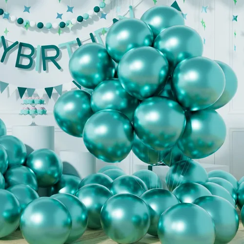 Vista 27 de AULE Globos metálicos negros de 12 pulgadas, 50 globos de látex negros, helio cromado, globo grueso brillante, decoración perfecta para fiesta
