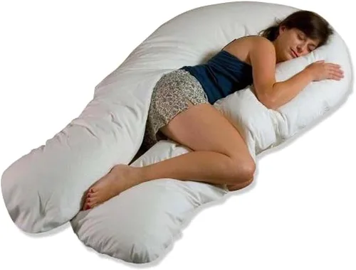 Vista 2 de Funda de almohada de cuerpo completo para embarazo, en forma de U, ajuste universal, funda de repuesto para almohada de maternidad (negro)
