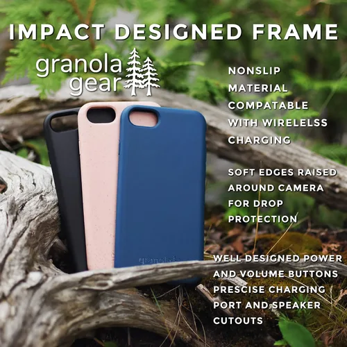 Vista 2 de Eco by GranolaGear - Funda ecológica para iPhone 6/6s/7/8/SE - Biodegradable, compostable, sin plástico, hecha de plantas - Piedra negra