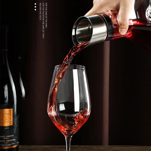 Vista 4 de Wine Decanter, Crystal Clear Wine Decanter with Aerator, Red Wine Carafe with Built-in-Dispenser