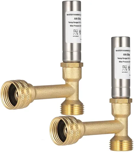 Vista 9 de Paquete de 2 pararrayos de martillo de agua, lavadora 3/4 absorbe golpes y reduce el ruido, lavadora de lavandería, válvula de golpeo, manguera