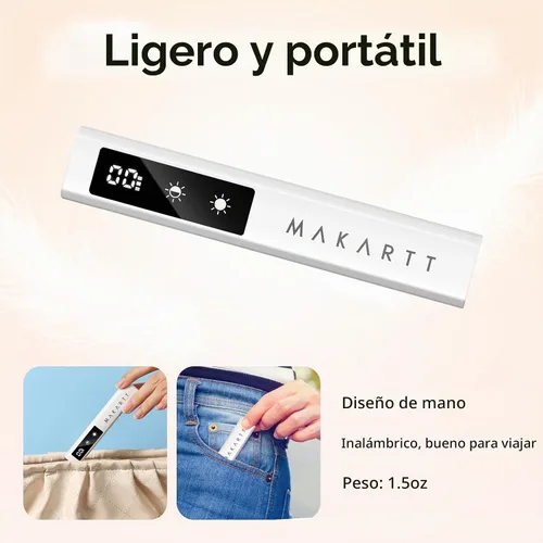 Vista 8 de Makartt - Lámpara de uñas LED de mano con modo indoloro para curar gel constructor blanco-1