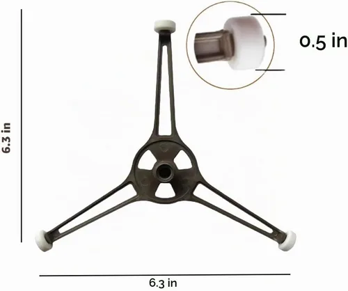 Vista 5 de Paquete de 1 bandeja de placa giratoria plana para horno de microondas, soporte giratorio de triple brazo con ruedas, brazo de repuesto de rodillo