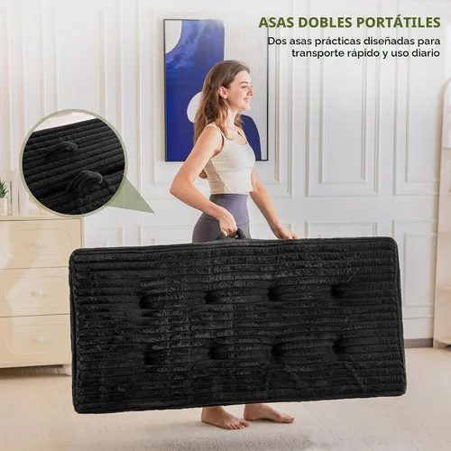 Vista 4 de MAXYOYO Sofá cama plegable, sofá cama plegable de 6 pulgadas, colchón plegable con asas, cama plegable de piel sintética suave con relleno de espuma