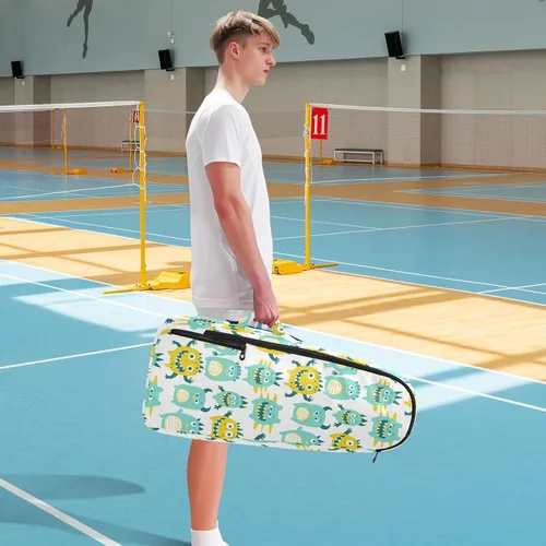 Vista 8 de Women Men Tennis Bag Cute Sturdy Cute Little Monsters Green Yellow Sport Pickleball Badminton Bag for Men Women Tennis Sport bolso para raquetas