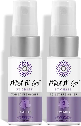 Vista 24 de Mist N' Go by Omaze - Aerosol de Baño de Viaje para Inodoro Eliminador de Olores - Aerosol de Inodoro de Viaje para Ambientador de Aire de Baño