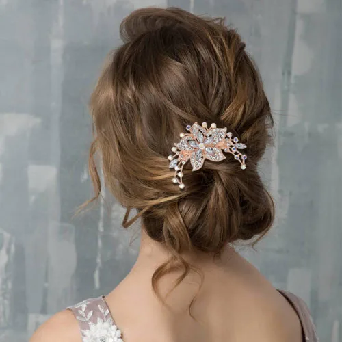 Vista 3 de inSowni Paquete de 6 diamantes de imitación brillantes con purpurina de lujo, diamantes de imitación decorativos de metal dorado para el cabello
