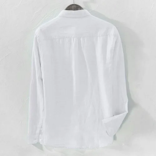 Vista 3 de RTRDE Men's Shirts Baggy Solid Cotton Linen Long Sleeve Button Pocket Plus Size T Shirts Summer