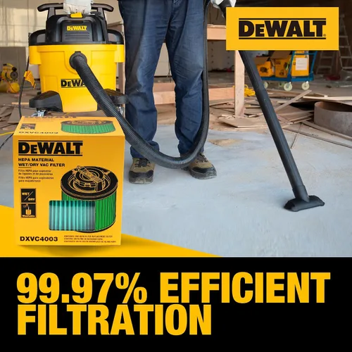 Vista 7 de DEWALT Filtro de vacío HEPA de repuesto DXVC4003, apto para la mayoría de aspiradoras húmedas y secas de 4 a 5 galones, filtro de cartucho