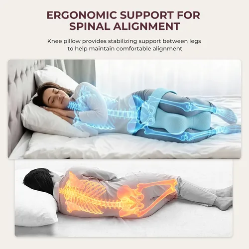 Vista 3 de Almohada de rodilla para dormir de lado, soporte equilibrado de espuma viscoelástica para aliviar el dolor de cadera y ciática, almohada de piernas