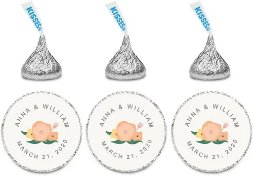 Vista 39 de Andaz Press Etiquetas personalizadas de gota de chocolate para boda, nombres y fecha redondos, turquesa aguamarina, paquete de 240, personalizadas