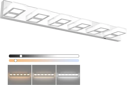 Vista 50 de Ralbay - Luz LED negra para tocador de baño, moderna, atenuable con 5 temperaturas de color, accesorios de iluminación de pared de acrílico negro