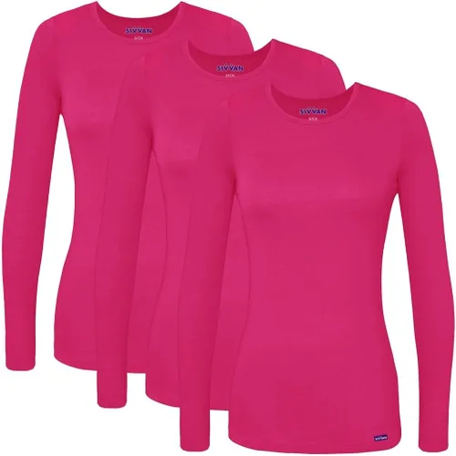 Vista 27 de Sivvan 3-Pack Women's Long-Sleeve Comfort Underscrub Tee, Scrubs Undershirts Aguamarina (Aquamarine)
