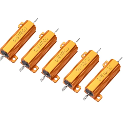 Vista 7 de 5pcs 50W 1 OHM aluminio alojado alambre herido resistencia tono oro