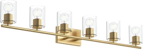 Vista 18 de Progress Lighting Lámpara moderna de tocador de baño de cristal blanco grabado con 4 luces, colección Replay, níquel cepillado (P2160-09)