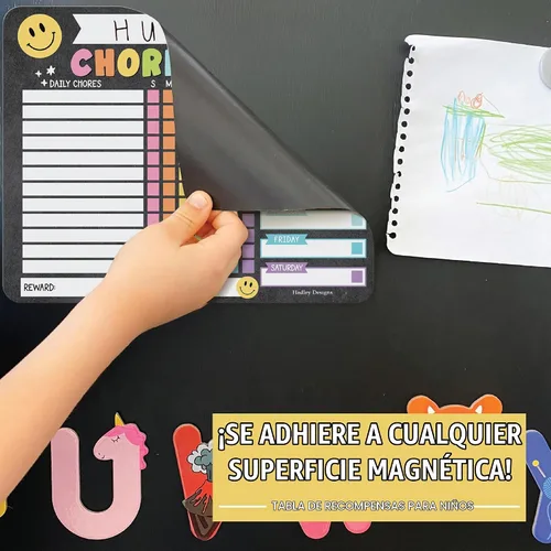Vista 8 de Tabla magnética de tareas para niños Tabla de recompensas de borrado