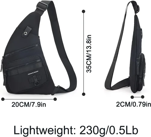 Vista 2 de Bolso bandolera antirrobo cruzado en el pecho, mochila de hombro para mujeres y hombres, bolsa de bolsillo personal ligera para senderismo y viajes