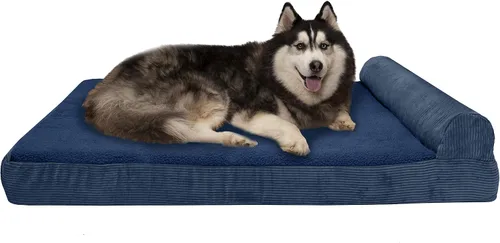 Vista 52 de Furhaven Cama de espuma viscoelástica para perros grandes con refuerzos extraíbles y funda lavable, para perros de hasta 95 libras - Sofá de Gris
