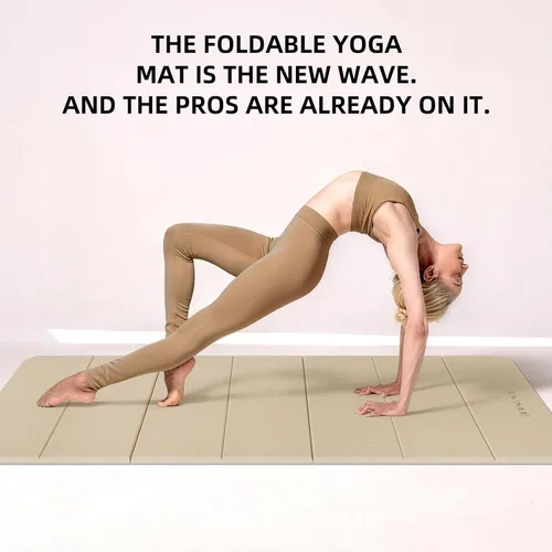 Vista 7 de Foldable Yoga Mat 75"x31" – 0.24" Thin Easy to store & carry – takes little space. Exercise mat: non-slip for home gym. Pilates mat: odor-free &