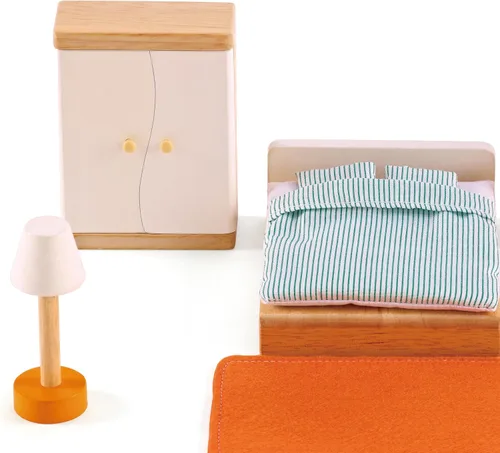 Vista 4 de Hape Juego de muebles de madera para casa de muñecas, color blanco