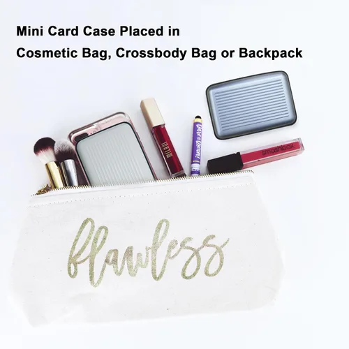 Vista 5 de Oirtmiu Mini cartera de aluminio RFID para tarjetas de crédito, Color sólido, Moderno, colorido, ligero y práctico