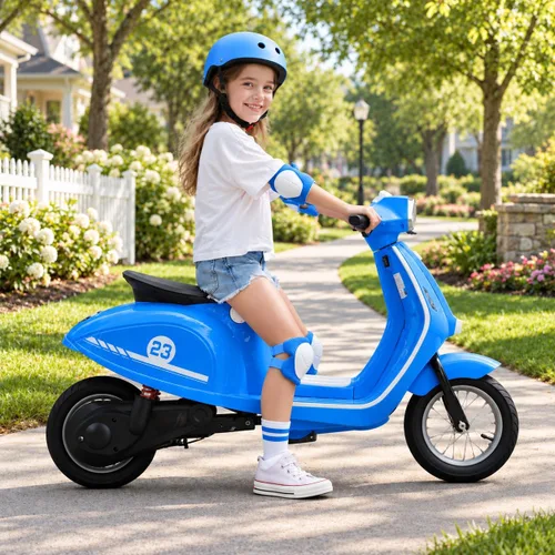 Vista 2 de Motocicleta para niños, motocicleta eléctrica de 24 V para niños Azul