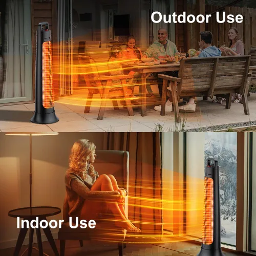 Vista 7 de FLOWBREEZE Calentador eléctrico para patio, calentador portátil para exteriores, 1200 W, calefacción instantánea 3S, calentador infrarrojo