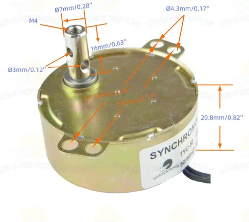 Vista 3 de CHANCS Motor sincrónico TYC-50 110V 5-6RPM 4W CW/CCW AC100~127V Motor de sincronización para torneador de copas, Cuptisserie, motor de plataforma