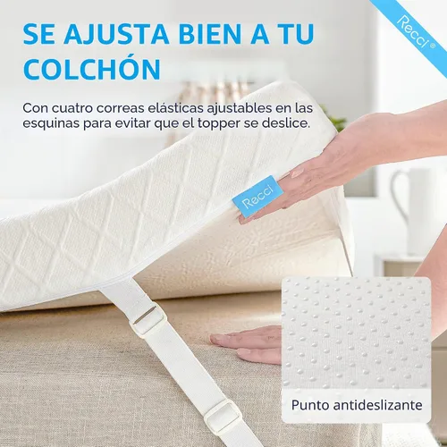Vista 5 de RECCI - Colchón de espuma viscoelástica 100% pura de 2.0 in, Memory Foam, Blanco