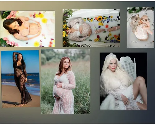 Vista 4 de COSYOU - Vestido de maternidad para mujer, con hombros descubiertos, ideal para fiesta y sesiones de fotos