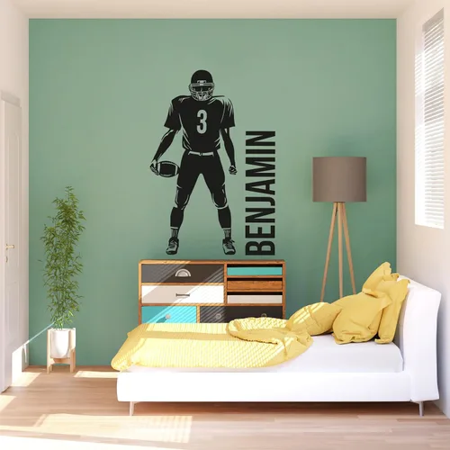 Vista 12 de Diseño de habitación deportiva con calcomanía de pared personalizada de fútbol, ideal para amantes del fútbol y jugadores, calcomanía personalizada