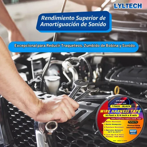 Vista 6 de Cinta eléctrica Lyltech color negro de 66 pies x 3/4 pulgadas x 0.07 milésimas de pulgada, y 600 voltios con certificación UL/CSA. Impermeable