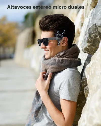 Vista 3 de RUIMEN Lentes inteligentes de audio Bluetooth para hombres y mujeres, lentes de sol inteligentes con altavoces y micrófonos con música de oído