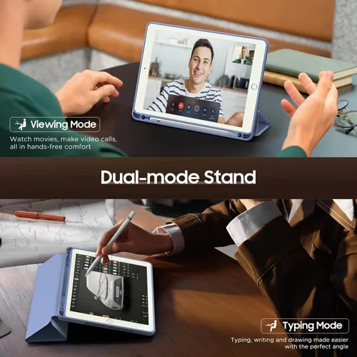 Vista 4 de MoKo Funda para iPad 6ª/5ª Generación (Modelo 2018/2017, 9.7 Pulgadas) con Soporte para Lápiz Apple, Cubierta Inteligente Delgada con Logotipo Hueco