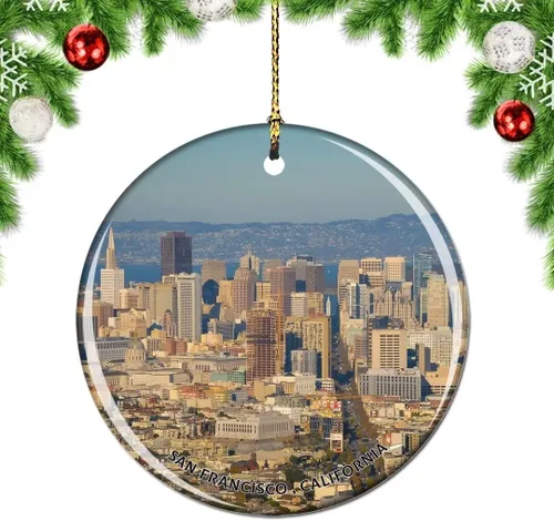 Vista 50 de California San Francisco 16 Avenue Tiled Steps USA Christmas Tree Ornamento Decoración Colgante Colgante Decoración Ciudad Viaje Souvenir Colección