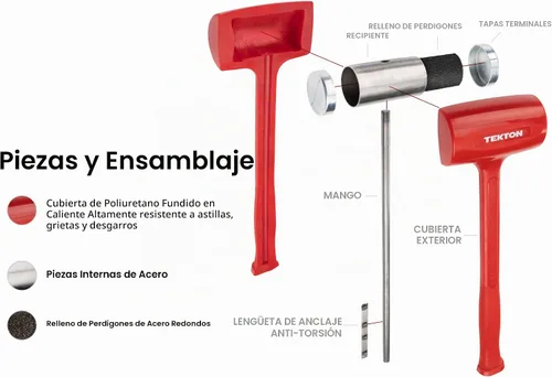 Vista 4 de TEKTON Juego de martillo de soplado muerto, 3 piezas HDB93001