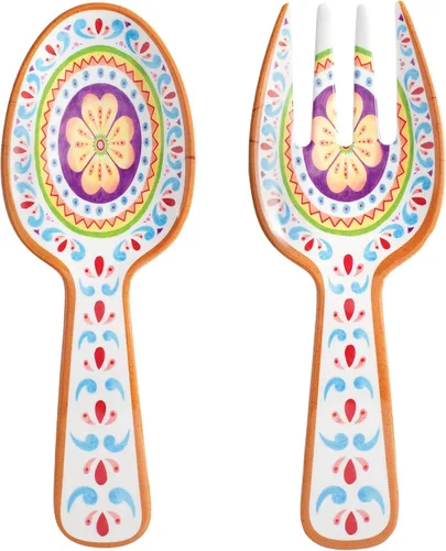 Vista 6 de UP ware Blue Rooster - Servidores de ensalada de melamina, juego de utensilios para servir, incluye tenedor y cuchara para tirar ensalada, pasta