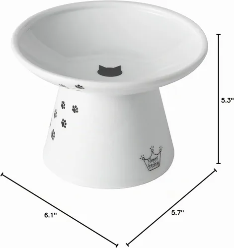 Vista 12 de Tazón elevado de comida para gatos Necoichi – Tazón elevado de cerámica para gatos para fatiga de bigotes y cuello, apto para lavavajillas