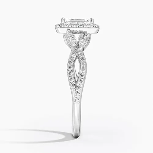 Vista 3 de IGI Anillo de compromiso de diamantes creados en laboratorio de excelente talla esmeralda blanca de 1.18 quilates con marquesa de acento y diamantes