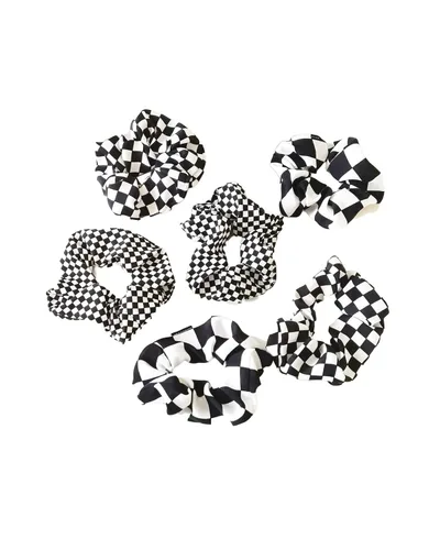 Vista 10 de Checkered Plaid Scrunchies Black White Plaid Checkered Hair Scrunchies Checkerboard BW17 (3 Pcs-A3)