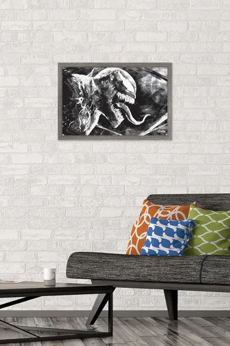 Vista 2 de Trends International Marvel Venom: Let There be Carnage - Póster de pared de boceto, 22.4 pulgadas de largo x 14.7 W, versión enmarcada en madera