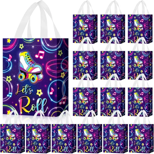 Vista 15 de Locmeo 24 bolsas de favor de fiesta de mariposa con asas, reutilizables, no tejidas, bolsas de dulces de mariposa rosa, azul y morado, bolsa