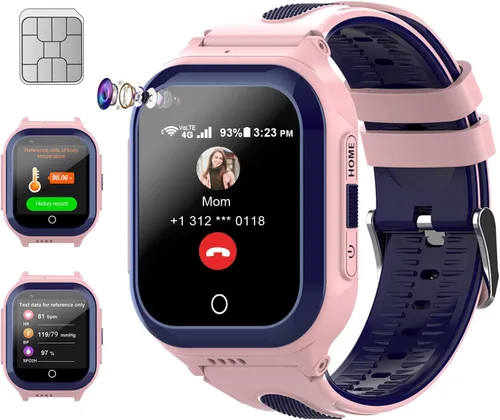 Vista 7 de Wonlex - Reloj inteligente 4G para niños con tarjeta SIM, reloj inteligente GPS para niños, monitor de salud con temperatura, videollamadas, cámara