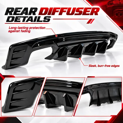 Vista 5 de Compatible con Chevrolet Camaro 2016-2024 (excepto el modelo ZL1) difusor Brillo negro