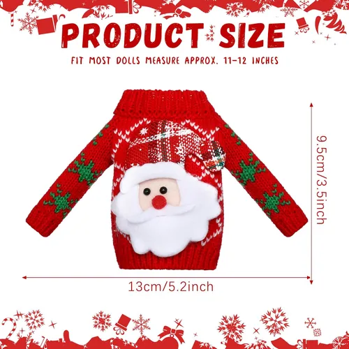 Vista 2 de Aoriher 6 piezas de ropa de muñeca de Navidad, accesorios de Navidad, conjunto de suéter pequeño, ropa de punto, alce, Navidad, árbol de Papá Noel