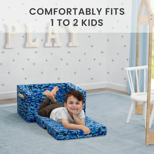 Vista 4 de Delta Children Cozee - Sofá convertible 2 en 1 de sofá a cama, cómodo sofá abierto y cama para niños
