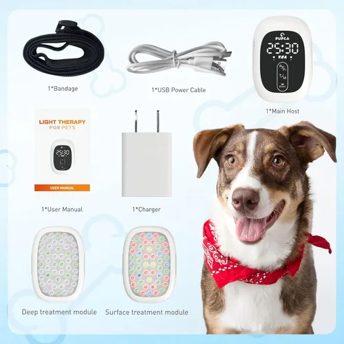 Vista 7 de Terapia de luz roja para perros, terapia láser fría para mascotas, cabezales de tratamiento dual para aliviar molestias en las articulaciones